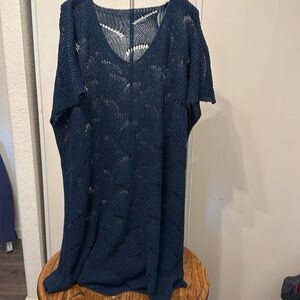 BloomChic Modest Blue‎ Knit Swim Cover Beach Vacation Coast Size 14